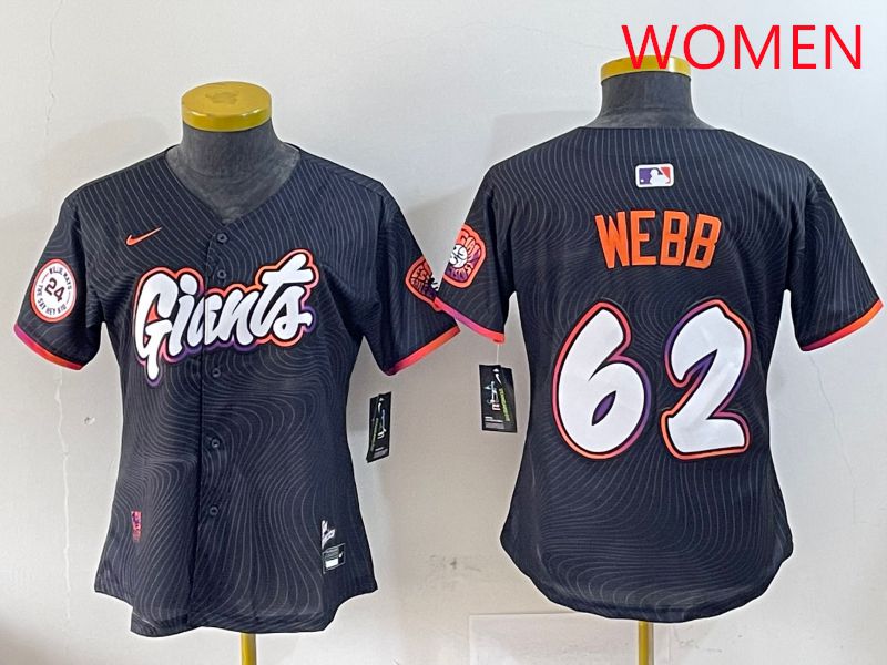 Women San Francisco Giants #62 Webb Black Joint Name Nike 2025 MLB Jersey style 2